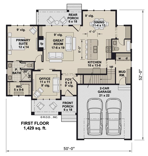 Craftsman Floor Plan - Main Floor Plan #51-1379