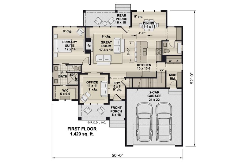 House Design - Floor Plan - Main Floor for Craftsman House Plan #51-1379 - 4 bed, 3.5 bath