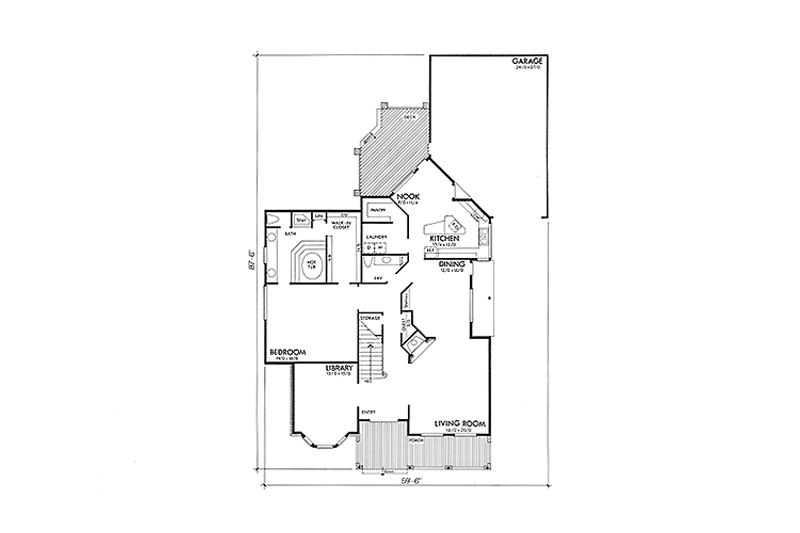 Architectural House Design - Floor Plan - Main Floor for Country House Plan #320-1244 - 3 bed, 2.5 bath