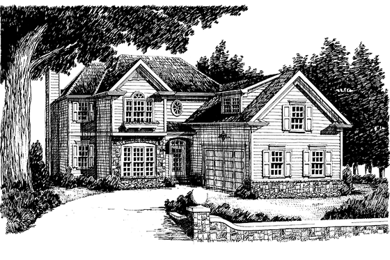 Exterior - Front Elevation 3 for Colonial House Plan #927-607 - 3 bed, 2.5 bath