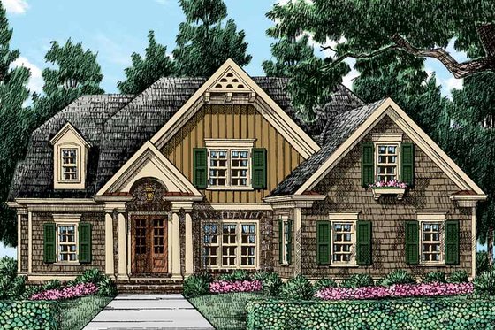 Exterior - Front Elevation 6 for Colonial House Plan #927-407 - 4 bed, 3 bath
