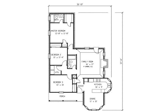 Floor Plan - Main Floor for Country House Plan #410-180 - 3 bed, 2 bath