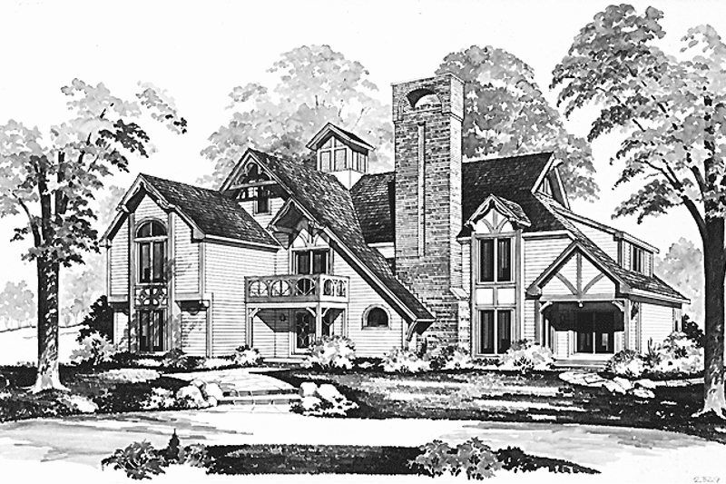 Home Plan - Tudor Exterior - Front Elevation Plan #72-746