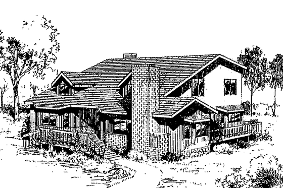 Exterior - Front Elevation 3 for Contemporary House Plan #60-685 - 3 bed, 3 bath