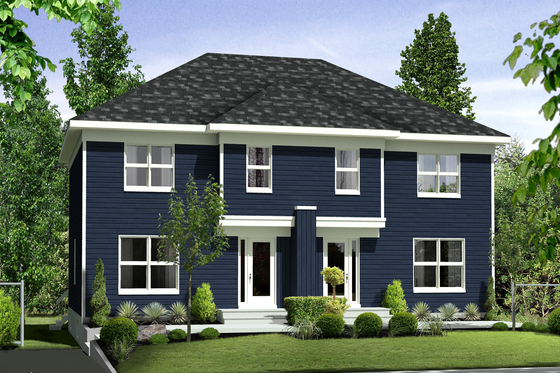 Exterior - Front Elevation for Contemporary House Plan #25-4520 - 5 bed, 2 bath