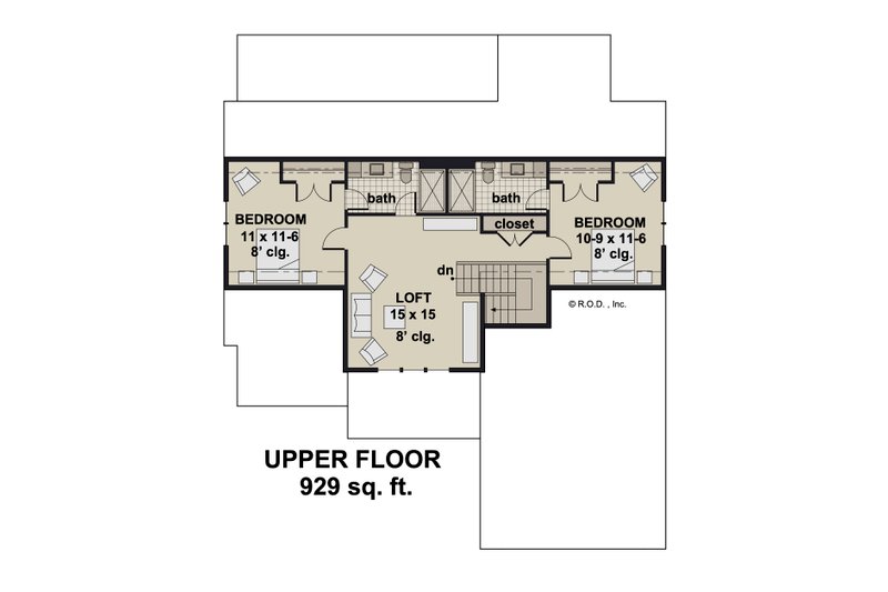 Dream House Plan - Floor Plan - Upper Floor for Traditional House Plan #51-1299 - 3 bed, 3.5 bath