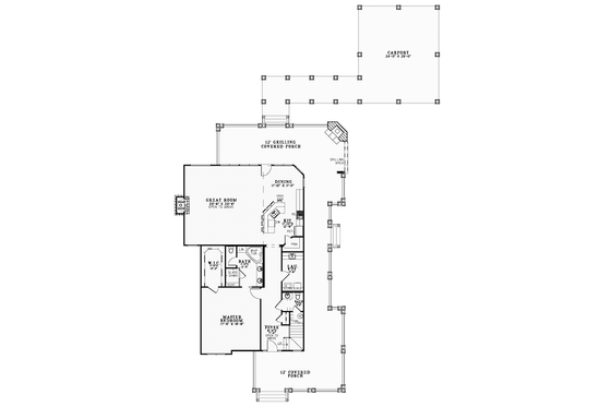 Floor Plan - Main Floor for Craftsman House Plan #17-3382 - 3 bed, 3.5 bath