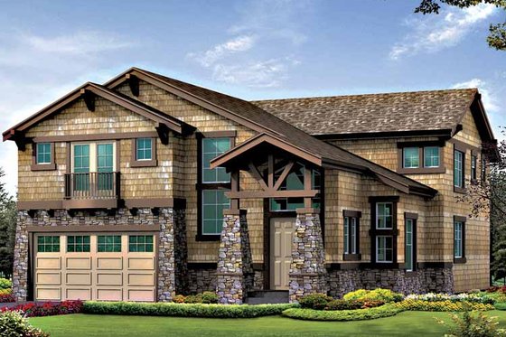 Exterior - Front Elevation 3 for Craftsman House Plan #132-417 - 5 bed, 3.5 bath