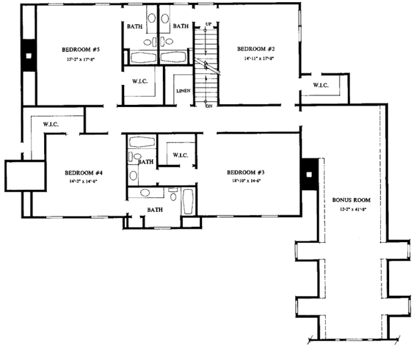 House Blueprint - Classical Floor Plan - Upper Floor Plan #429-155