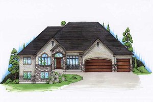 European Exterior - Front Elevation Plan #5-361