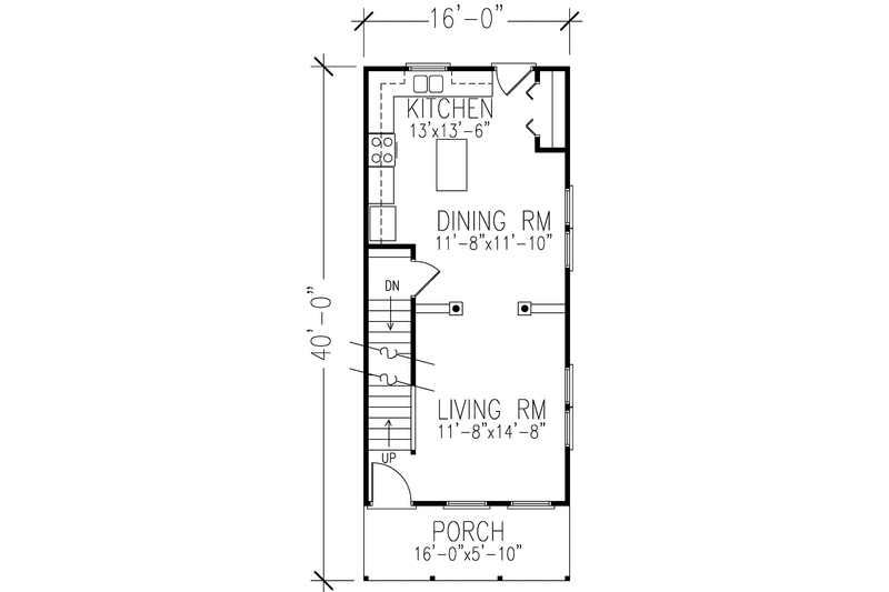 Home Plan - Floor Plan - Main Floor for Country House Plan #410-3596 - 3 bed, 1 bath