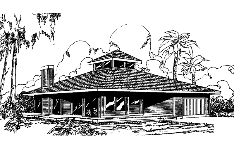 Home Plan - Exterior - Front Elevation 3 for Contemporary House Plan #60-690 - 3 bed, 2 bath
