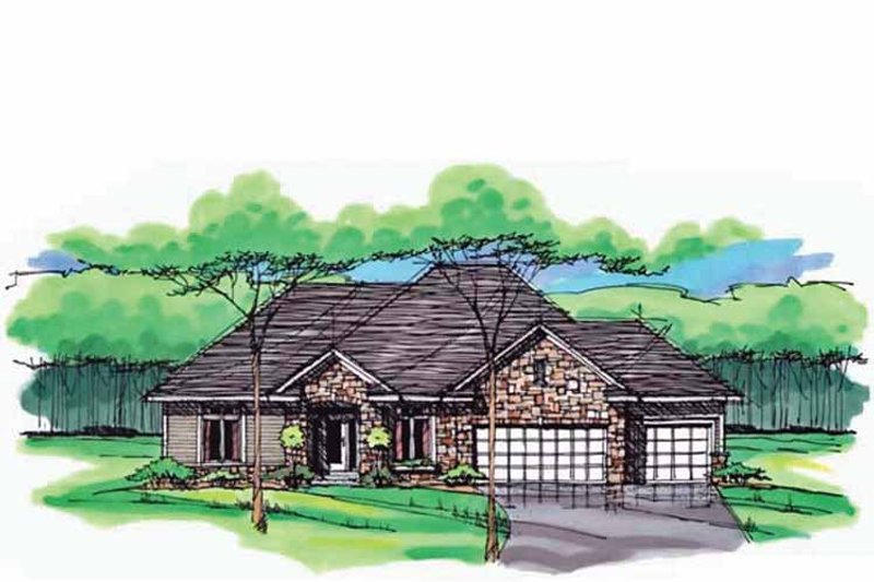House Blueprint - Exterior - Front Elevation 3 for European House Plan #51-994 - 3 bed, 2 bath