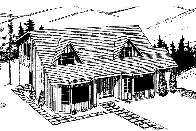 Home Plan - Exterior - Front Elevation 3 for Contemporary House Plan #60-732 - 3 bed, 2.5 bath