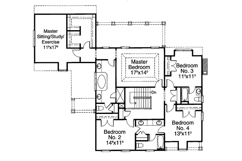 Home Plan - Floor Plan - Upper Floor for Colonial House Plan #429-173 - 4 bed, 3.5 bath