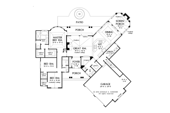 Floor Plan - Main Floor for European House Plan #929-950 - 3 bed, 2.5 bath