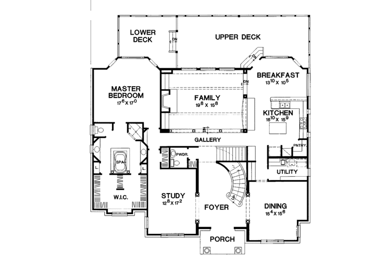 Architectural House Design - Floor Plan - Main Floor for Mediterranean House Plan #472-298 - 4 bed, 3.5 bath