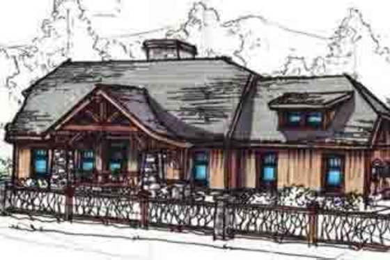 Exterior - Front Elevation 5 for European House Plan #17-2222 - 3 bed, 2 bath