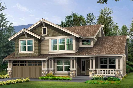 Exterior - Front Elevation 3 for Craftsman House Plan #132-359 - 3 bed, 2.5 bath