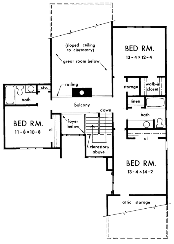 Contemporary Floor Plan - Upper Floor Plan #929-268