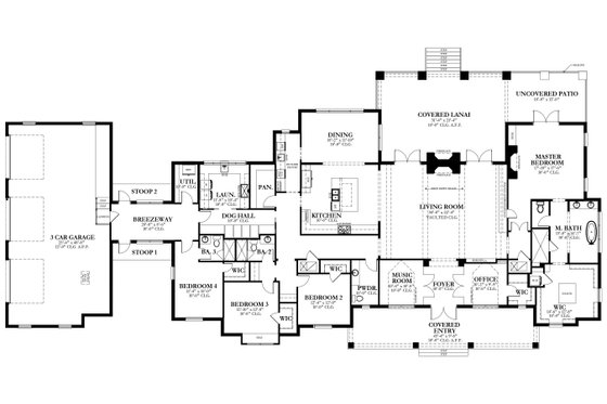 Floor Plan - Main Floor for Country House Plan #1058-237 - 4 bed, 3.5 bath