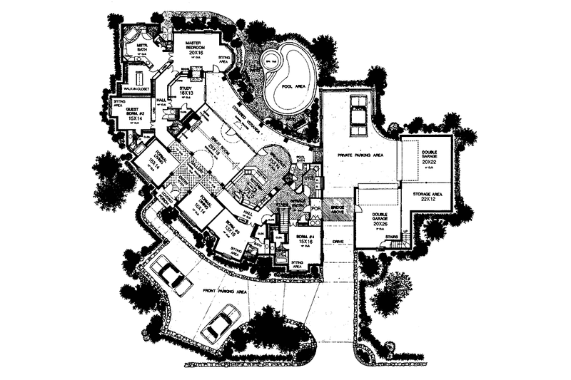 Dream House Plan - Floor Plan - Main Floor for European House Plan #310-1030 - 4 bed, 5.5 bath