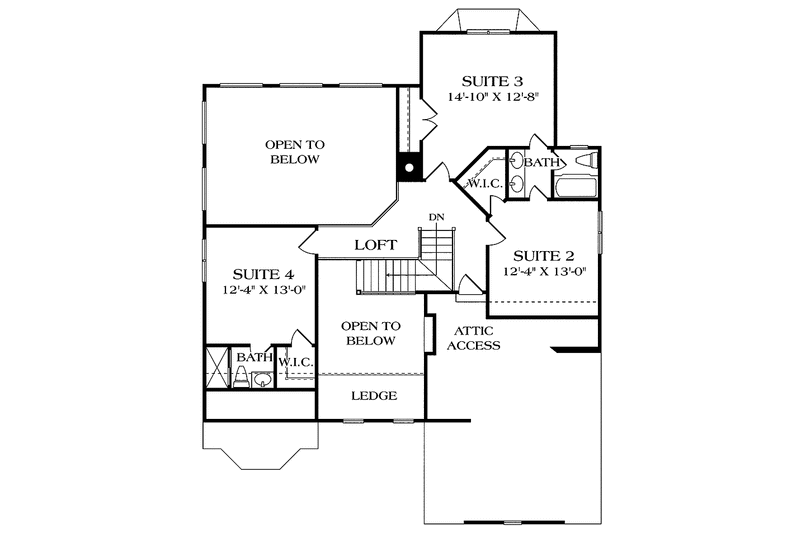 Home Plan - Floor Plan - Upper Floor for Country House Plan #453-443 - 4 bed, 3.5 bath