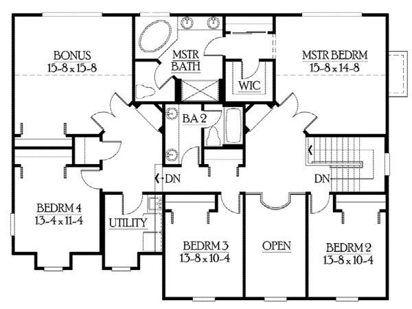 House Design - Traditional Floor Plan - Upper Floor Plan #132-379