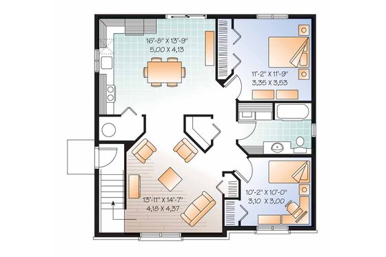 Floor Plan - Lower Floor for Traditional House Plan #23-2560 - 3 bed, 3 bath