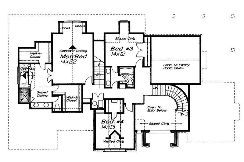 Architectural House Design - Floor Plan - Upper Floor for Colonial House Plan #310-1092 - 4 bed, 3.5 bath