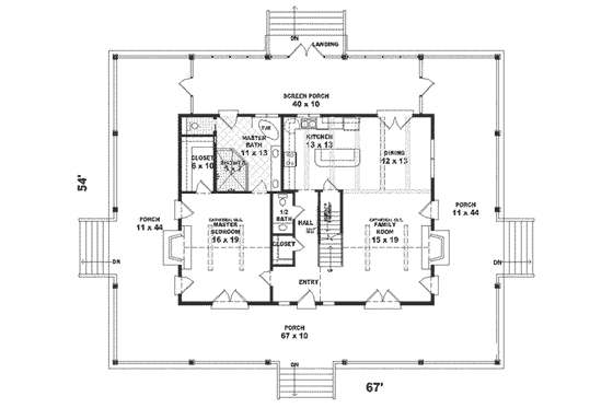 Floor Plan - Main Floor for Country House Plan #81-106 - 3 bed, 2.5 bath
