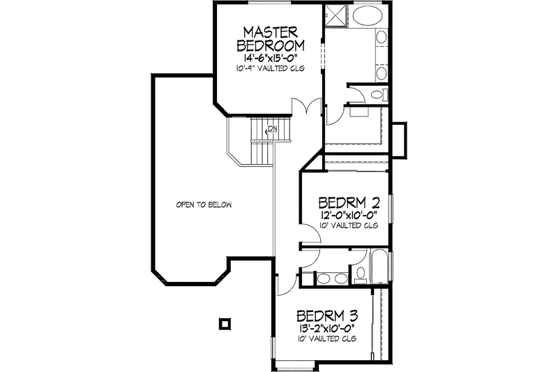 Home Plan - Floor Plan - Upper Floor for Mediterranean House Plan #320-977 - 3 bed, 3 bath