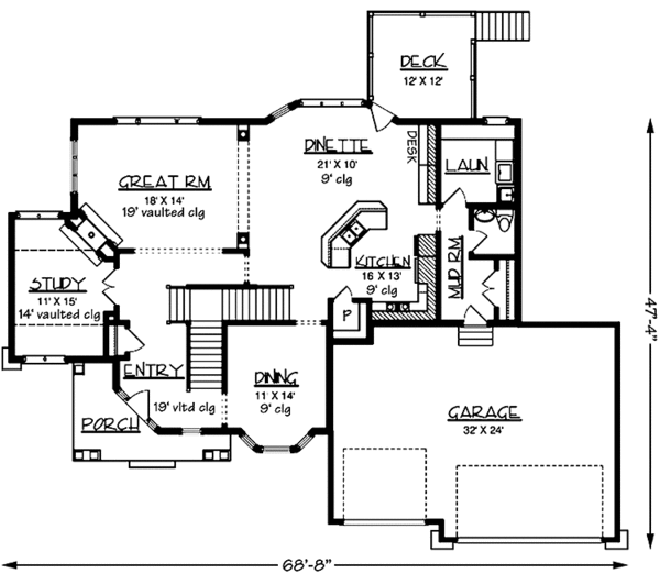 House Plan Design - Country Floor Plan - Main Floor Plan #320-1480