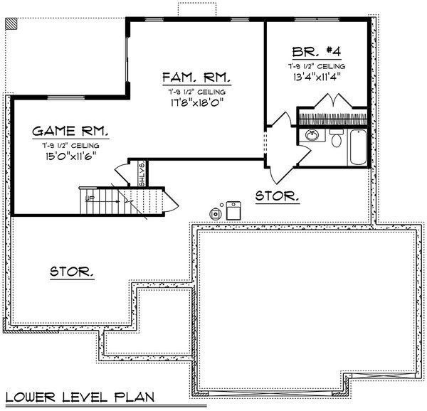 Modern Floor Plan - Lower Floor Plan #70-1524