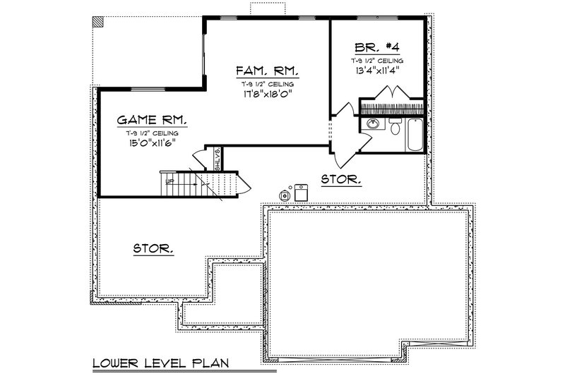 House Design - Floor Plan - Lower Floor for Modern House Plan #70-1524 - 4 bed, 3 bath