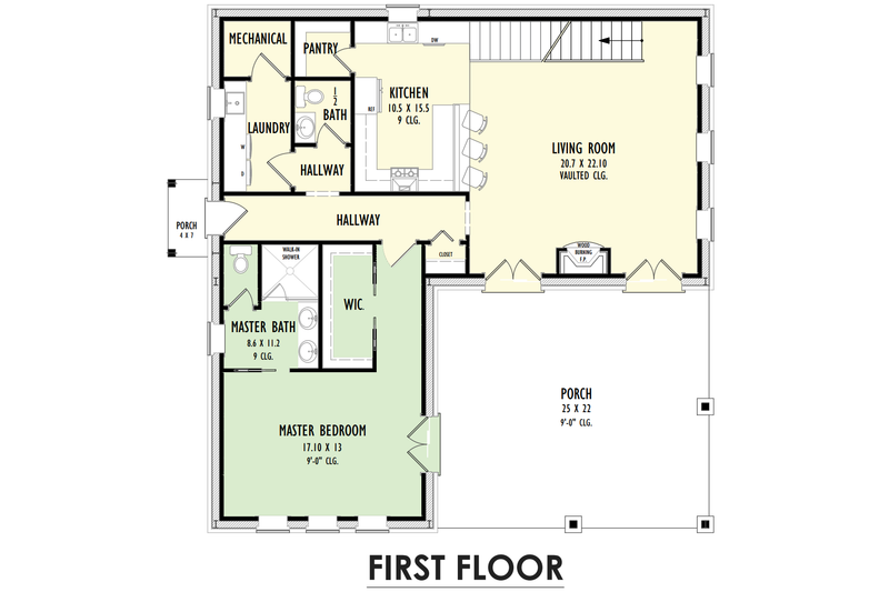 Dream House Plan - Floor Plan - Main Floor for Barndominium House Plan #1092-53 - 3 bed, 2.5 bath