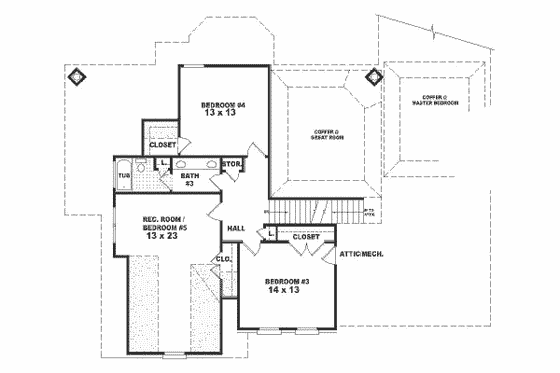 Floor Plan - Upper Floor for Traditional House Plan #81-355 - 4 bed, 3 bath