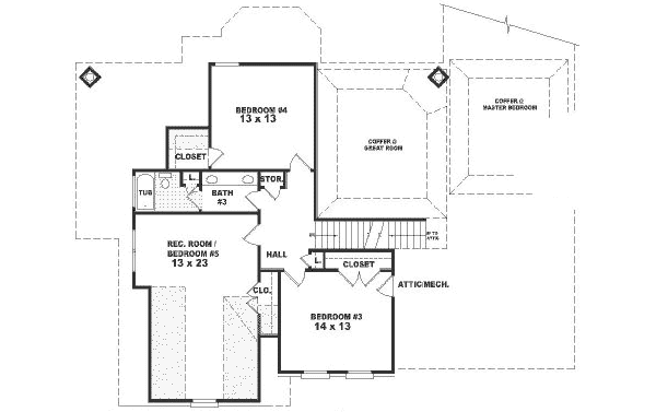 Traditional Floor Plan - Upper Floor Plan #81-355