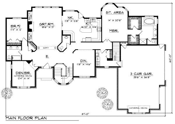 European Floor Plan - Main Floor Plan #70-417