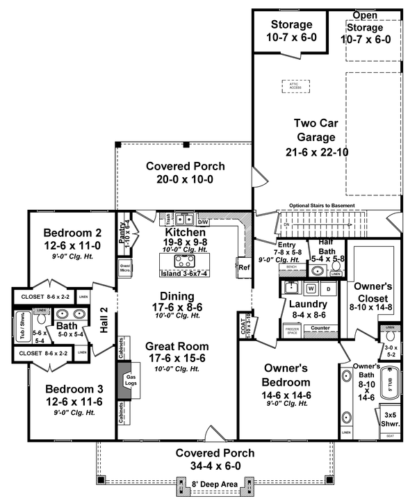 House Design - Floor Plan - Lower Floor for Traditional House Plan #21-468 - 3 bed, 2.5 bath