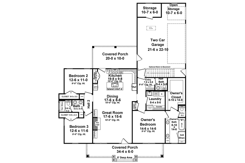 House Design - Floor Plan - Lower Floor for Traditional House Plan #21-468 - 3 bed, 2.5 bath