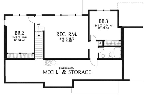 Floor Plan - Lower Floor for Craftsman House Plan #48-970 - 3 bed, 2.5 bath