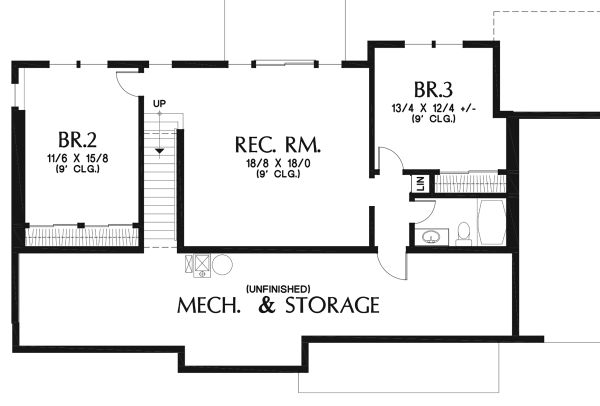 House Plan Design - Craftsman Floor Plan - Lower Floor Plan #48-970