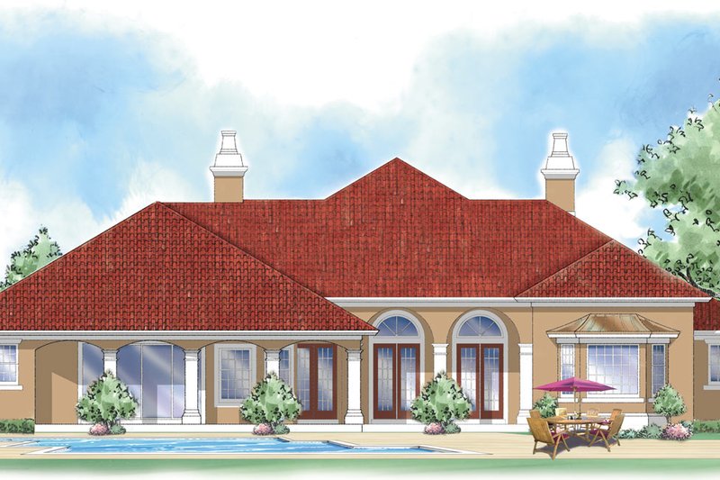 Home Plan - Exterior - Rear Elevation for Mediterranean House Plan #930-300 - 3 bed, 2 bath