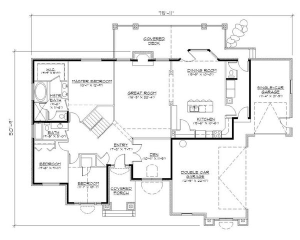 Architectural House Design - Traditional Floor Plan - Main Floor Plan #5-283