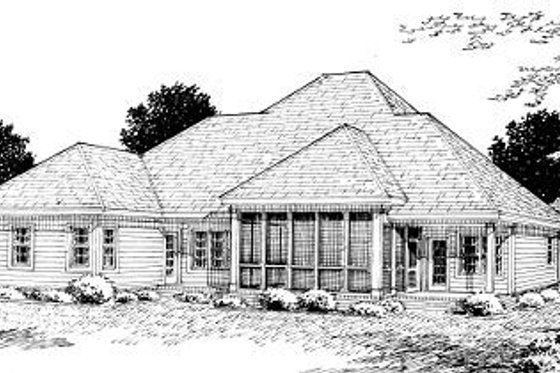 Exterior - Rear Elevation for Country House Plan #20-289 - 4 bed, 3 bath