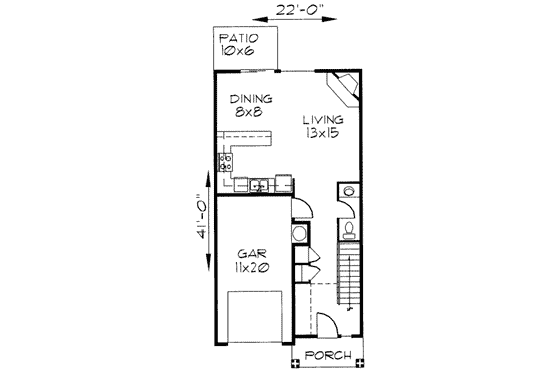 Floor Plan - Main Floor for Traditional House Plan #303-388 - 3 bed, 2.5 bath