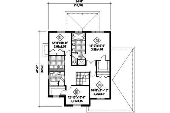 Floor Plan - Upper Floor for Traditional House Plan #25-4486 - 3 bed, 2 bath