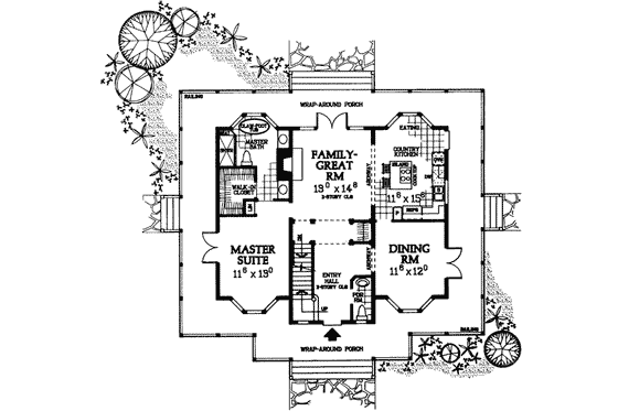 Floor Plan - Main Floor for Country House Plan #72-112 - 3 bed, 2.5 bath