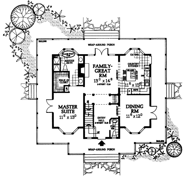 House Blueprint - Country Floor Plan - Main Floor Plan #72-112